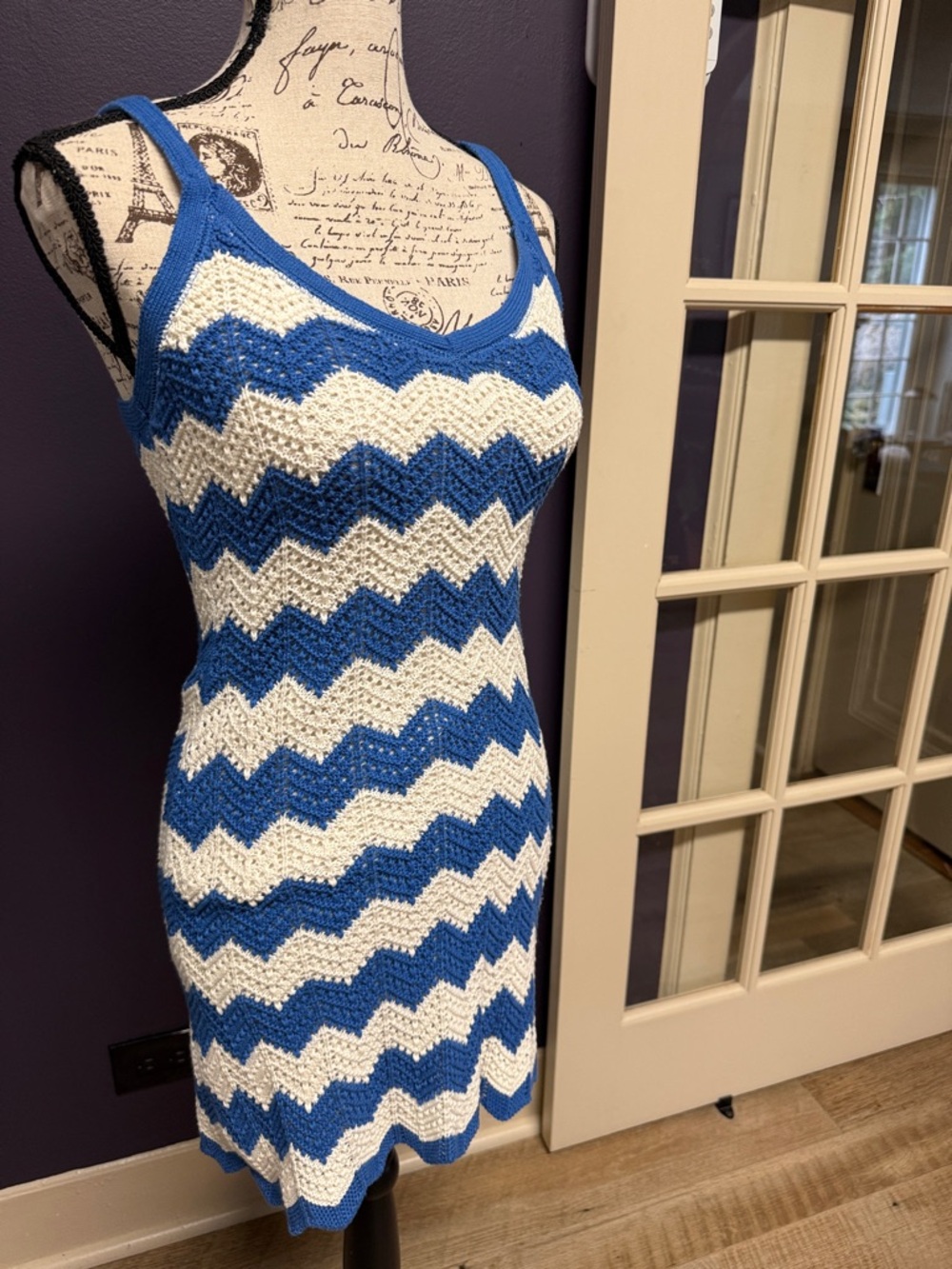 Z Supply Lined Chevron Pattern Knit Tank Dress Adjustable Straps